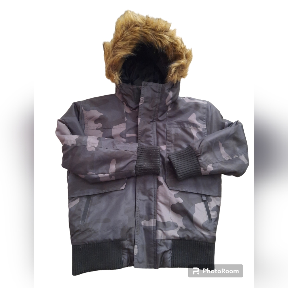 Boys faux fur hood winter jacket